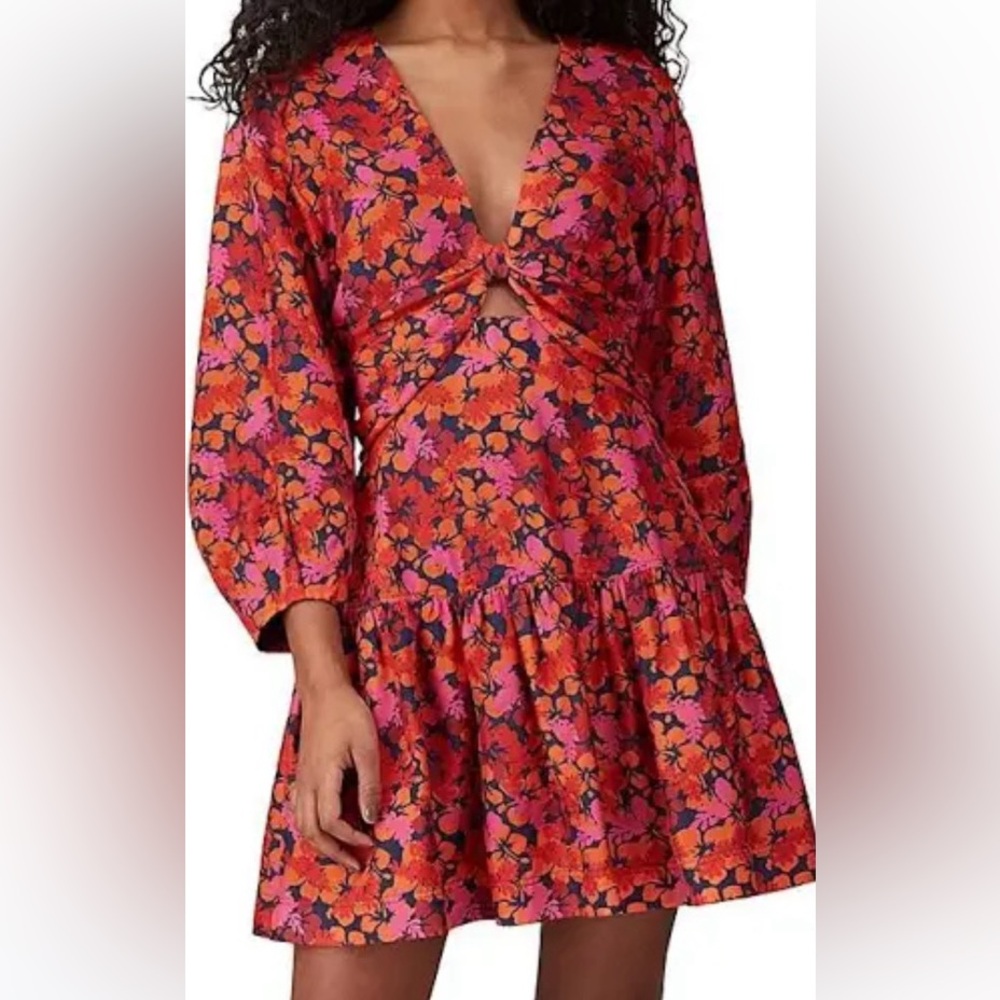 Derek Lam 10 Crosby Drop waist floral mini dress, long sleeve